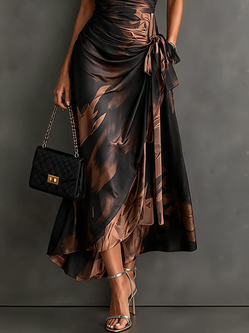 Abstract Print Wrap Dress