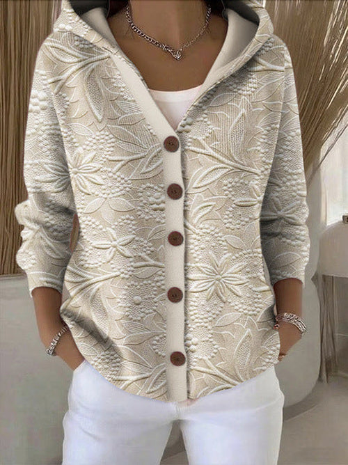 Hooded Patchwork Knit Cardigan