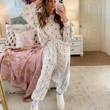 Holiday Print Two Piece Lounge Set