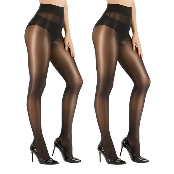 High-Waist Glossy Pantyhose