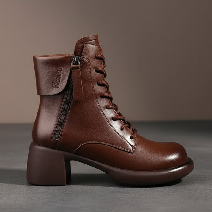 Fleece Lined Vintage Lace Up Ankle Boots