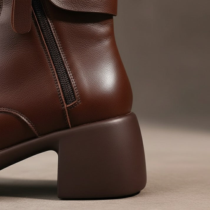 Fleece Lined Vintage Lace Up Ankle Boots