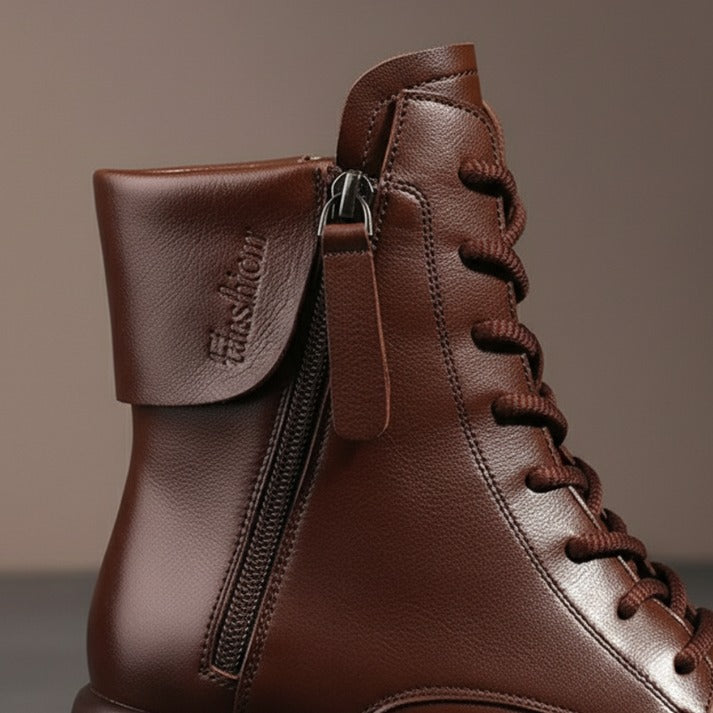 Fleece Lined Vintage Lace Up Ankle Boots