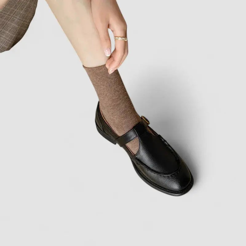 Block Heel Mary Janes-Valenira