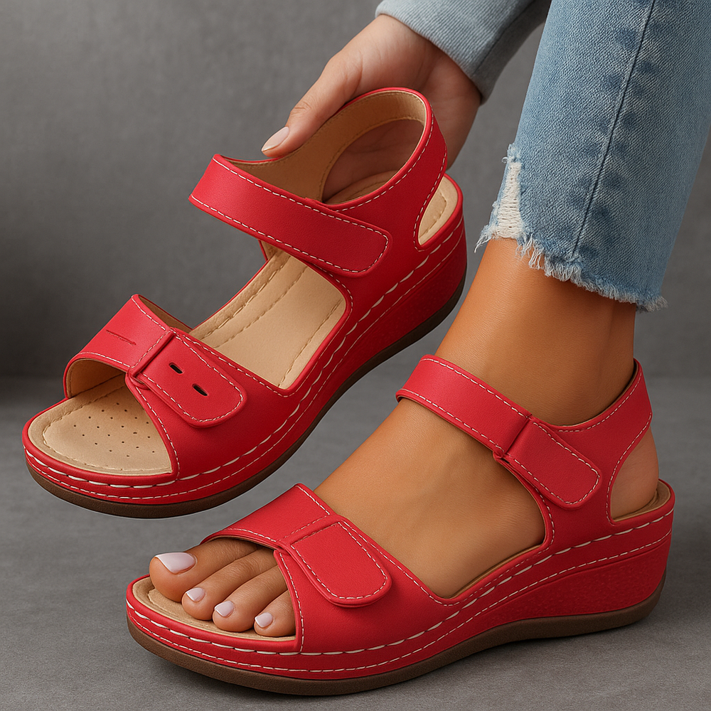 Buckle Wedge Sandals-Valenira
