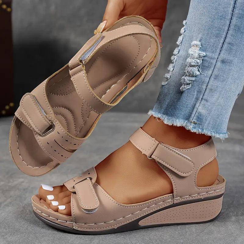 Buckle Wedge Sandals-Valenira