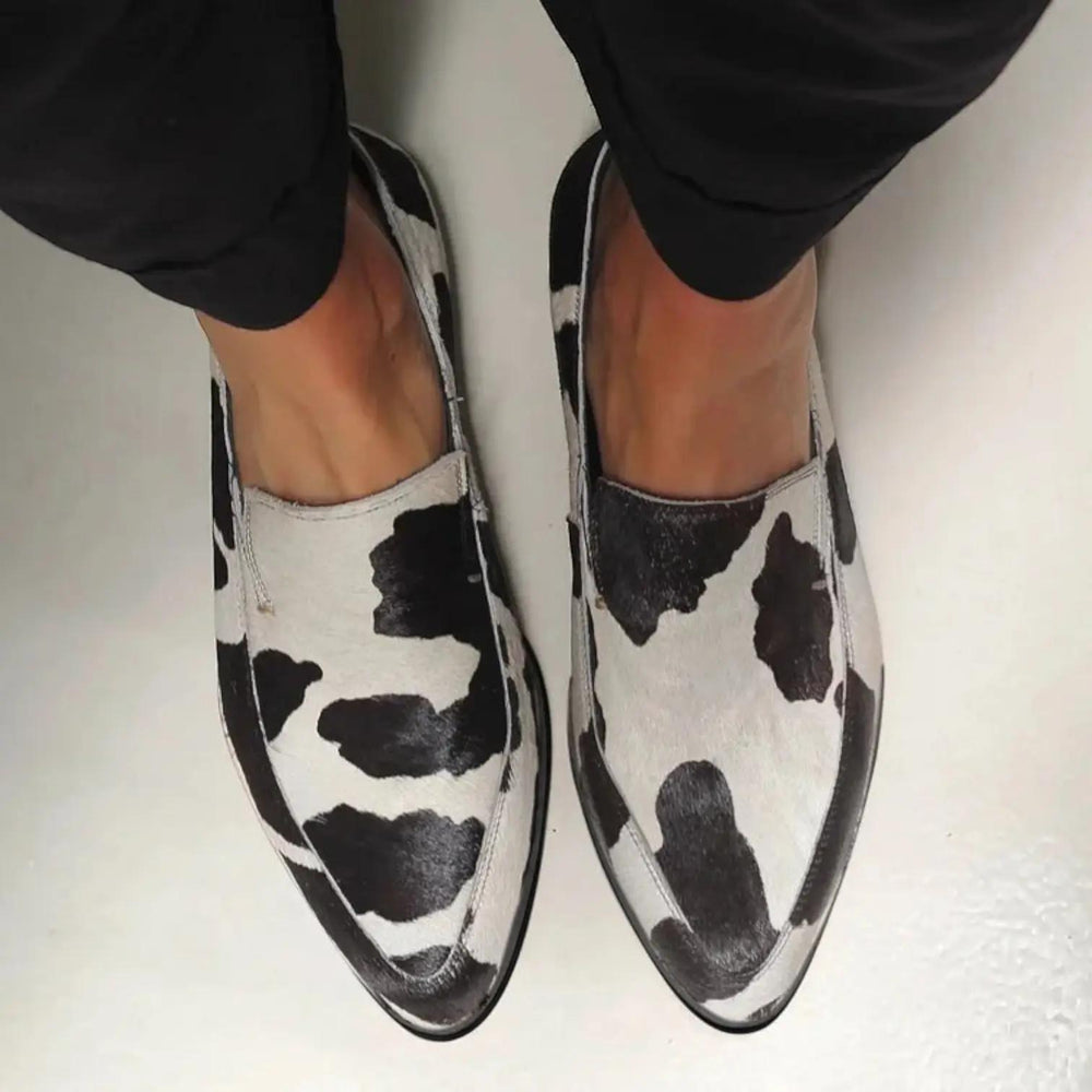 Cow Print Loafers-Valenira
