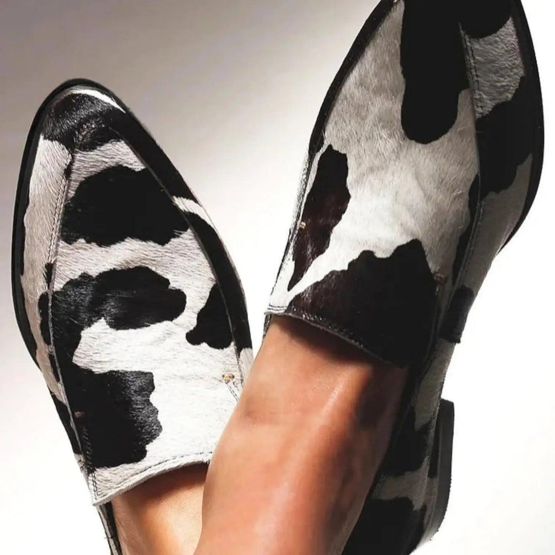 Cow Print Loafers-Valenira