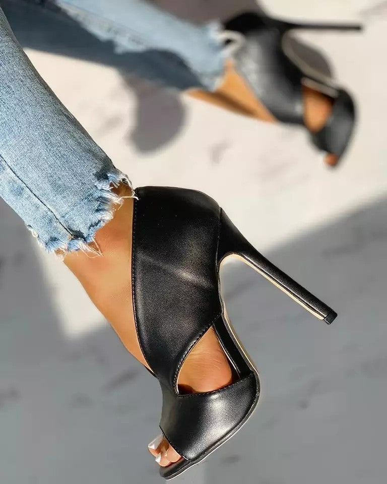Cutout Stiletto Heels-Valenira