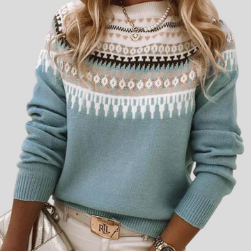 Nordic Pattern Crew Neck Sweater
