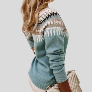 Nordic Pattern Crew Neck Sweater