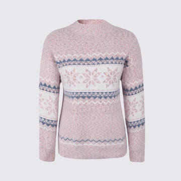 Mock Neck Nordic Stripe Sweater