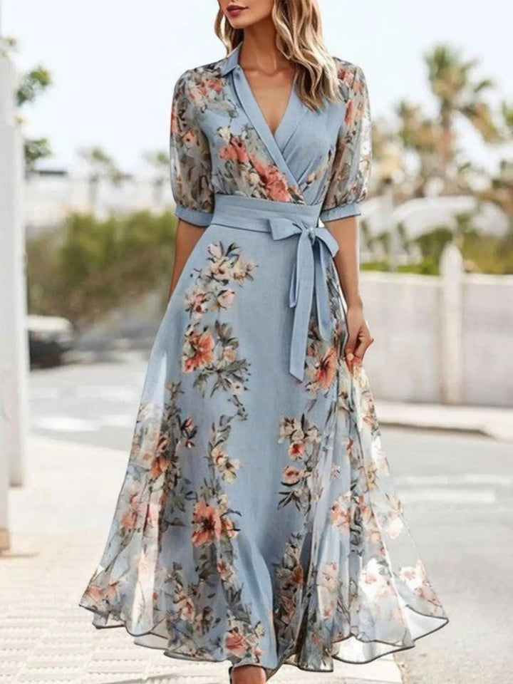 Floral Wrap Maxi Dress-Valenira