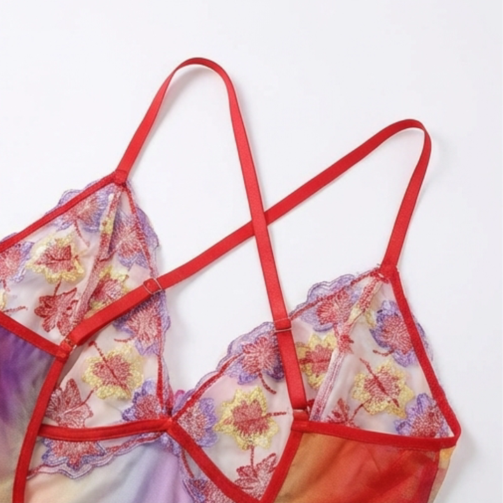 Embroidered Floral Babydoll Nightgown