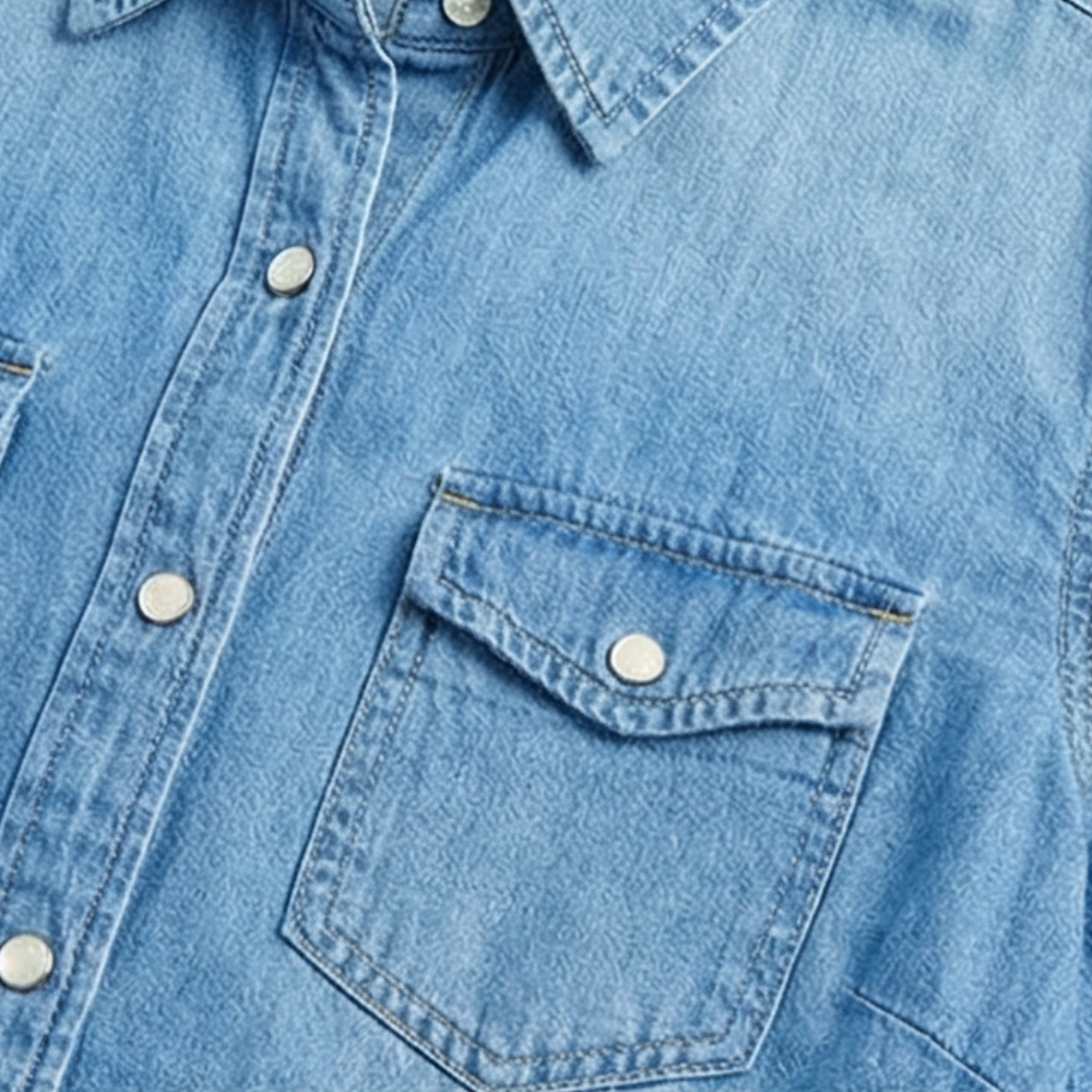 Denim-Look Wide-Leg Pajama Set