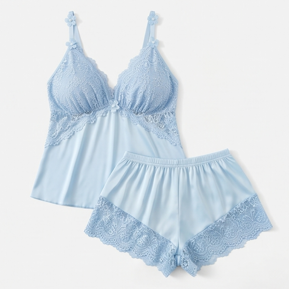 Satin Lace-Bust Cami Set