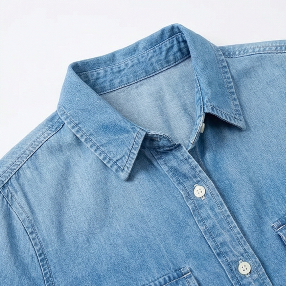Denim-Look Wide-Leg Pajama Set