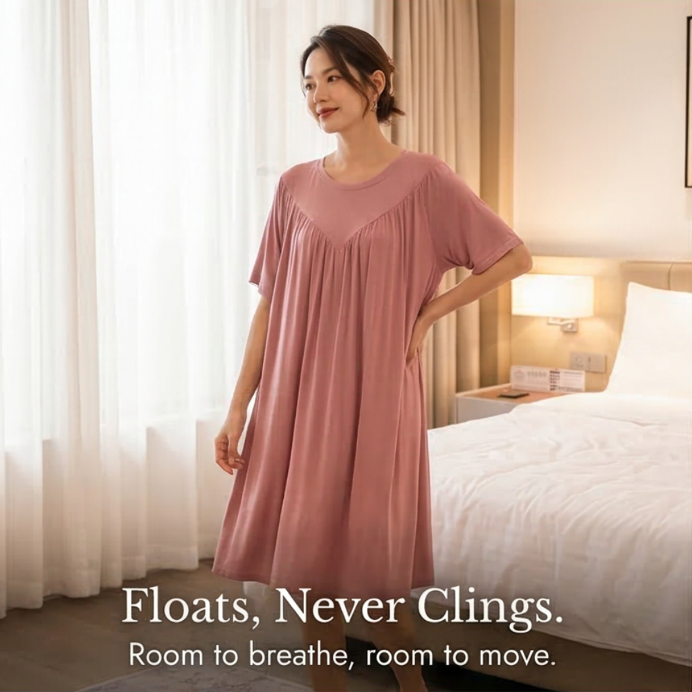 Pleated Yoke Modal Sleep Dress
