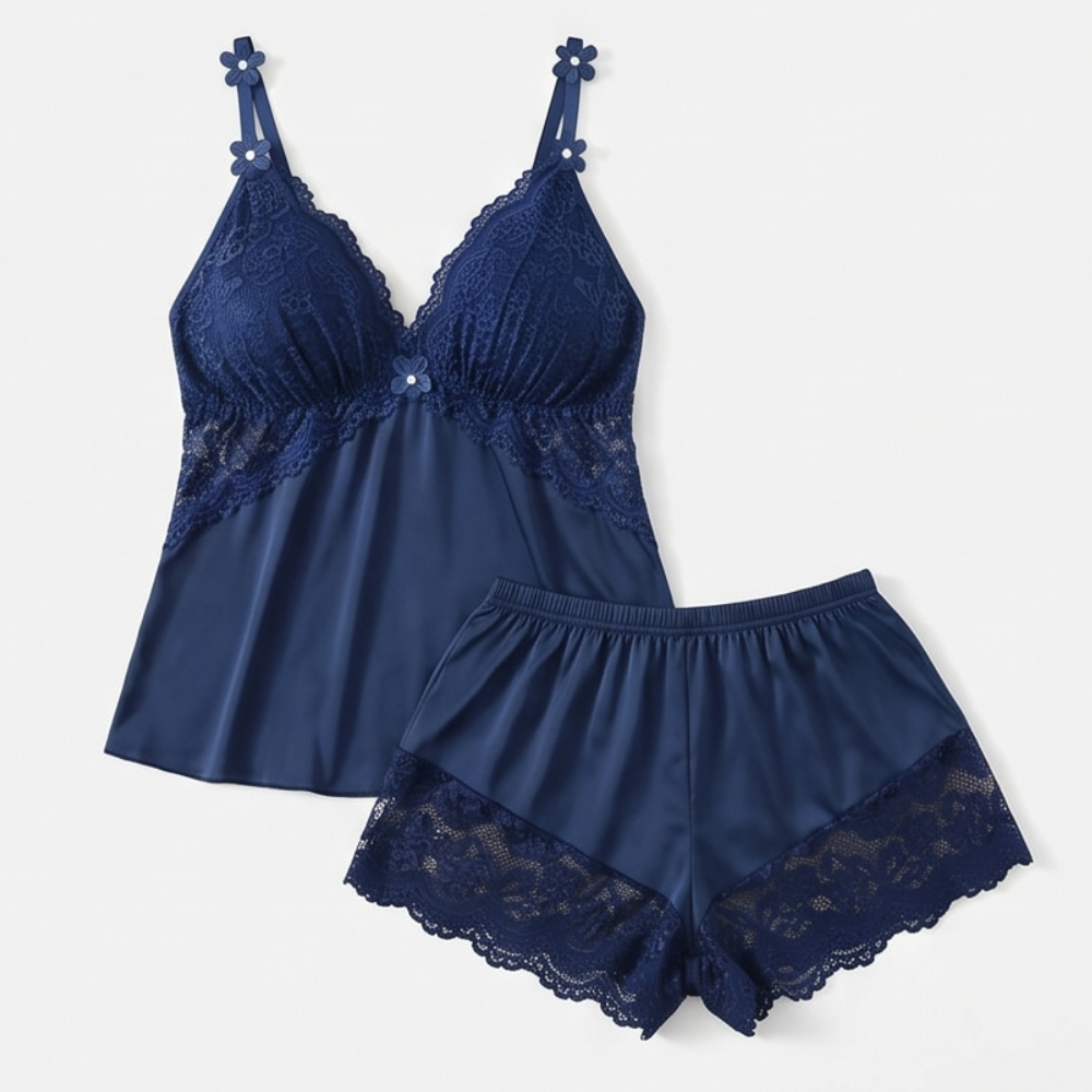 Satin Lace-Bust Cami Set