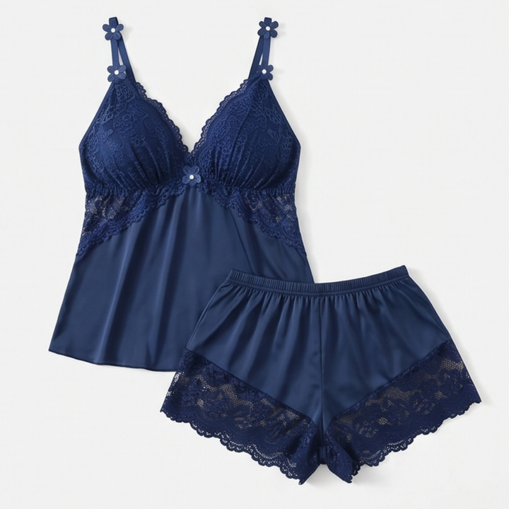 Satin Lace-Bust Cami Set