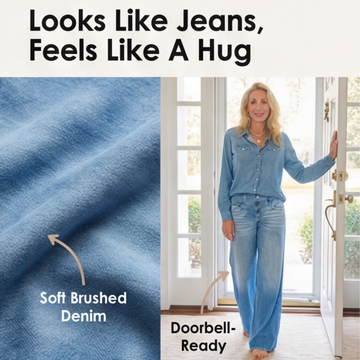 Denim Look Wide Leg Two Piece Set