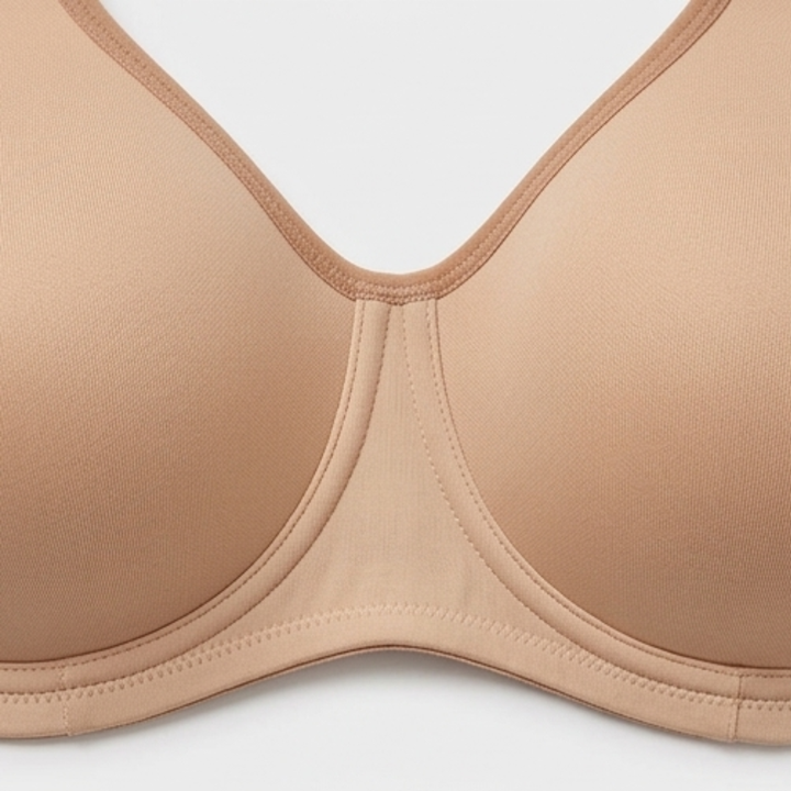 Close-up of the outside wire casing on a nude sports bra