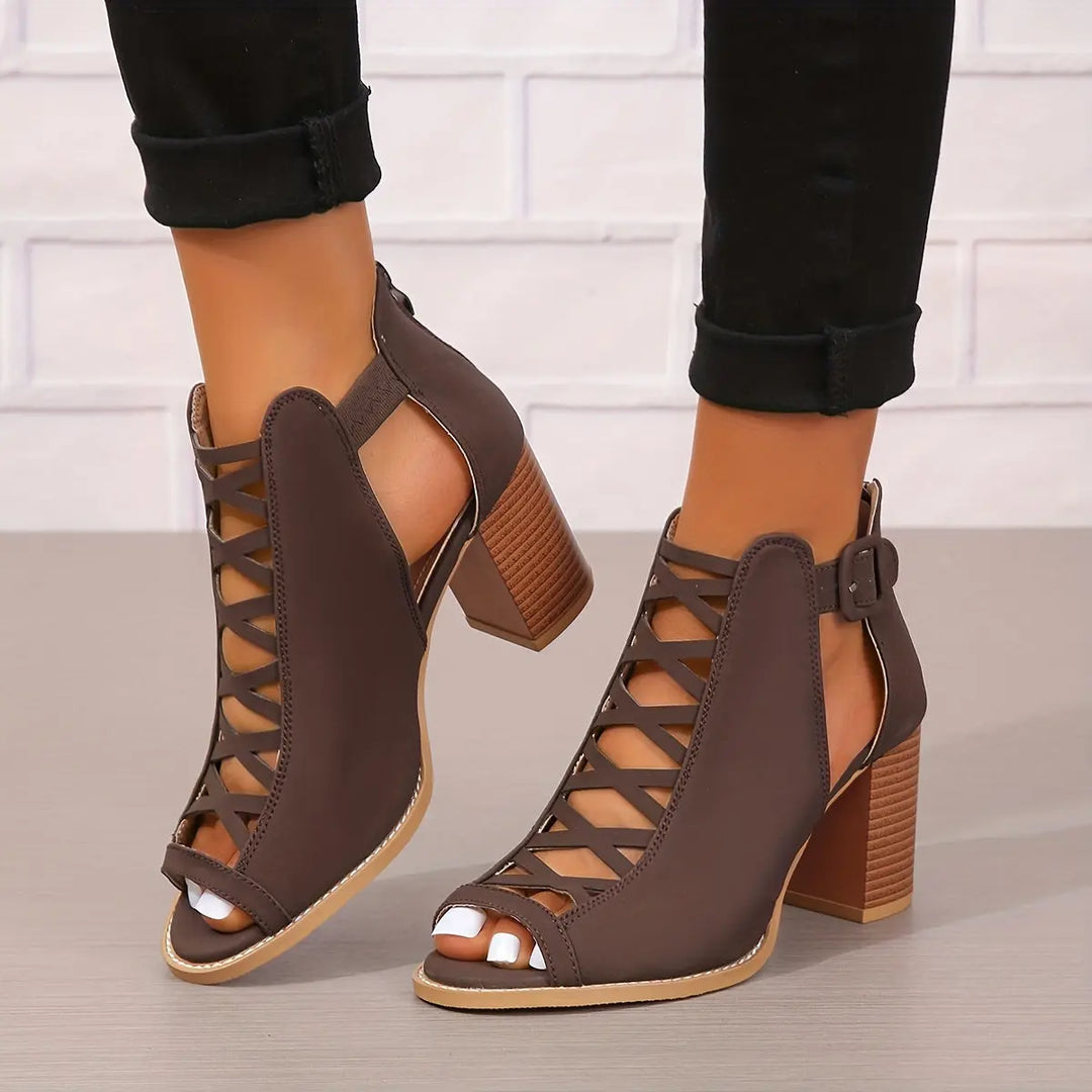 Lace-Up Block Heel Sandals-Valenira