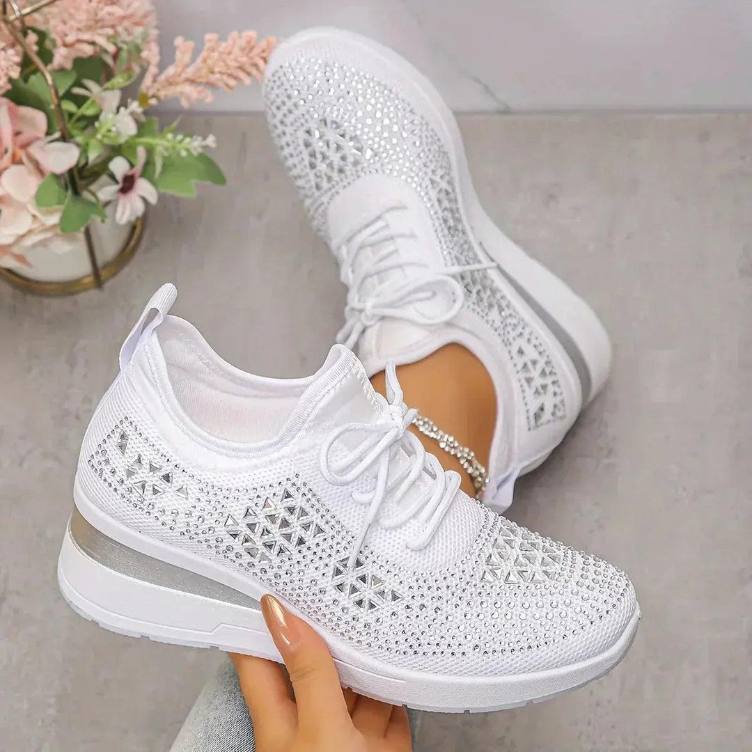 Rhinestone Platform Sneakers-Valenira
