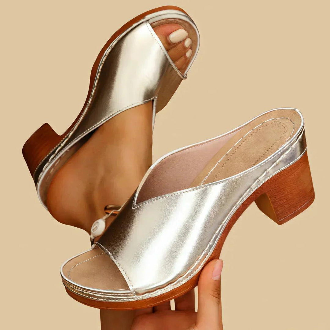 Shimmer Mule Heels-Valenira