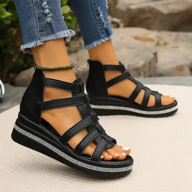 Strappy Platform Sandals-Valenira