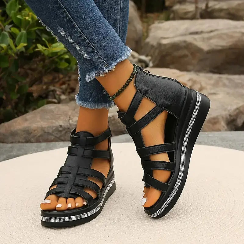 Strappy Platform Sandals-Valenira