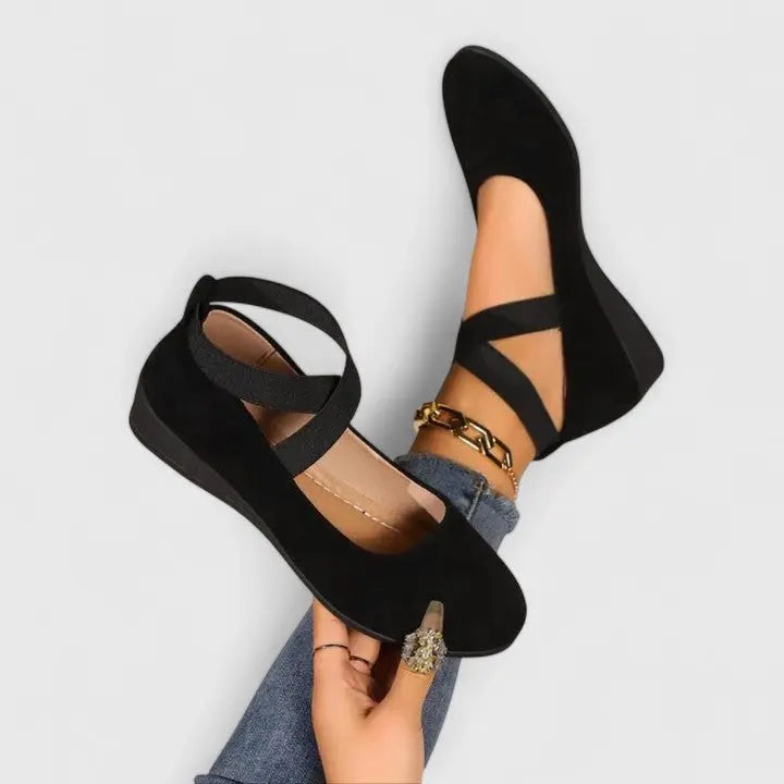 Stretch-Strap Wedge Flats-Valenira