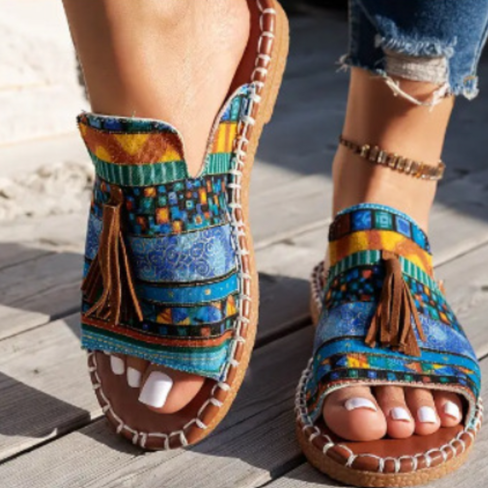 Tassel Boho Slides-Valenira