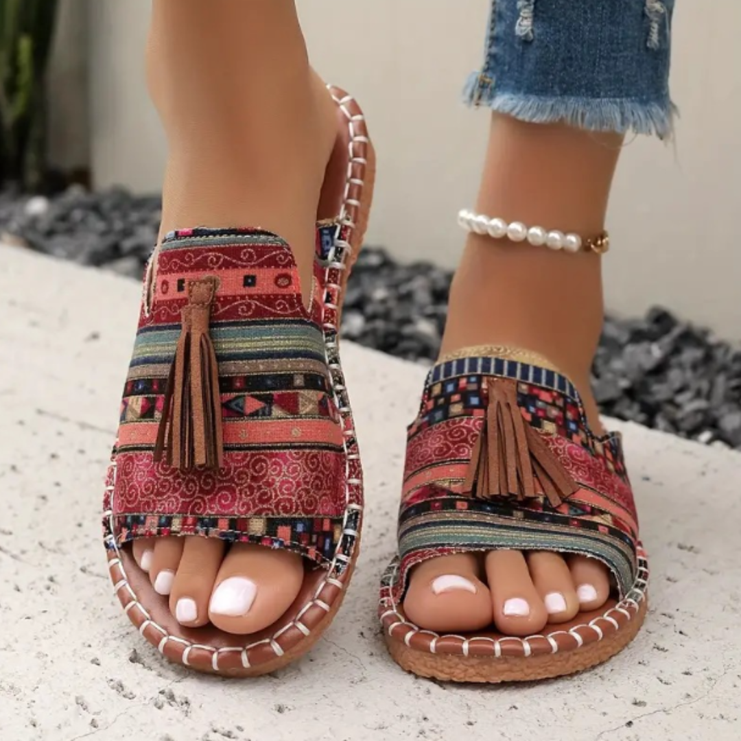 Tassel Boho Slides-Valenira