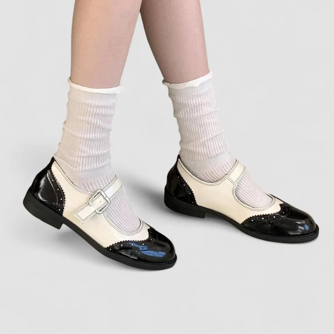 Two-Tone Wingtip Mary Janes-Valenira