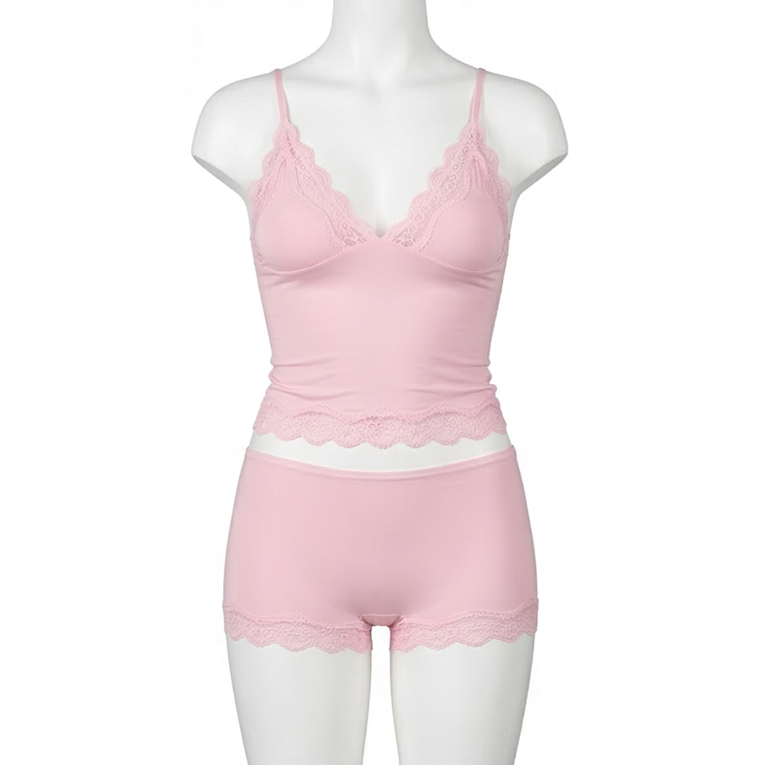 Seamless Lace Cami and Boxer Set