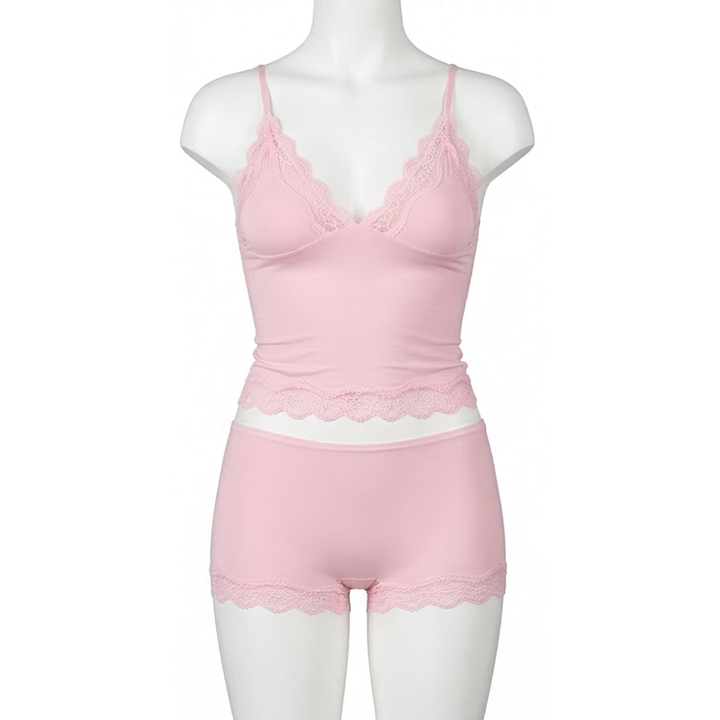 Seamless Lace Cami and Boxer Set
