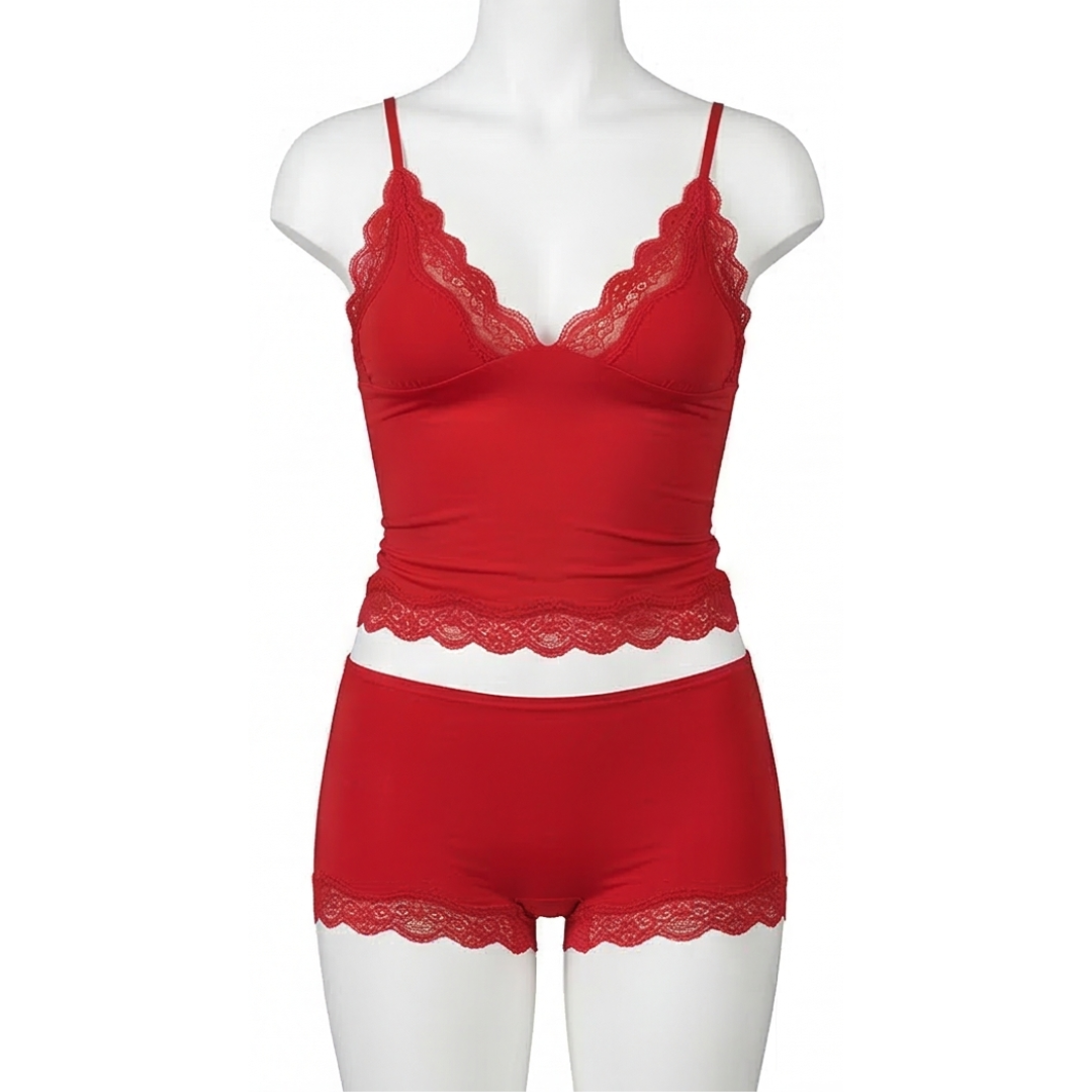 Seamless Lace Cami and Boxer Set