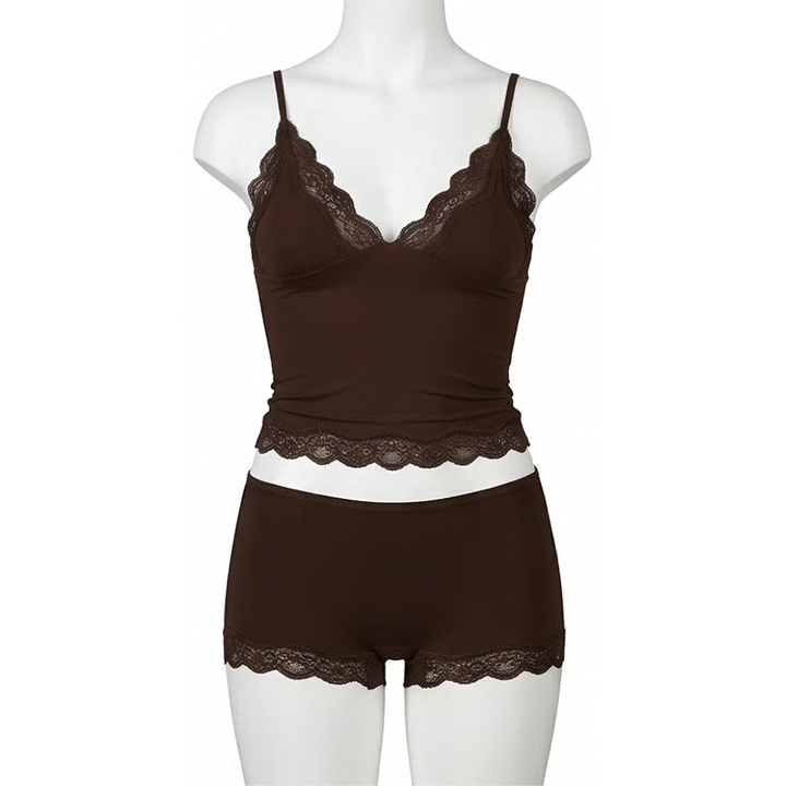 Seamless Lace Cami and Boxer Set