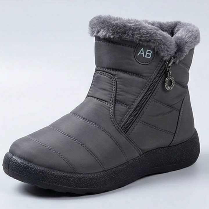 Quilted Fur Collar Winter Ankle Boots