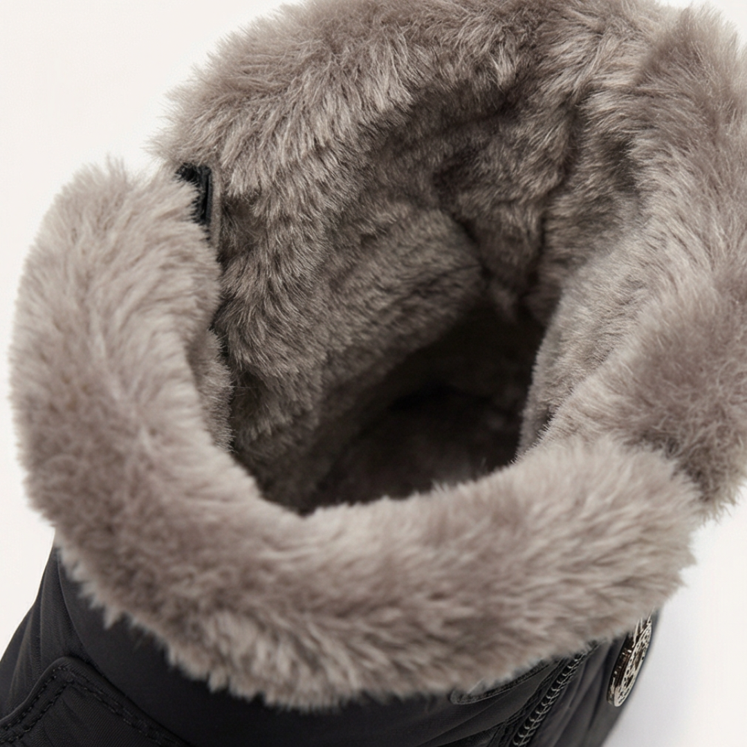 Quilted Fur Collar Winter Ankle Boots