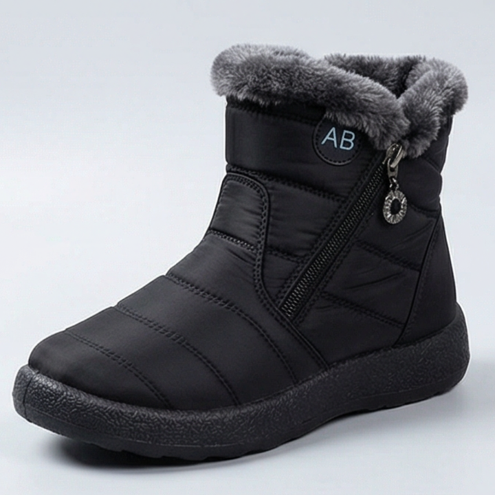 Quilted Fur Collar Winter Ankle Boots