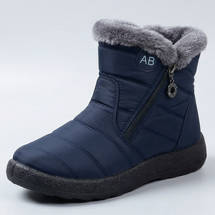 Quilted Fur Collar Winter Ankle Boots