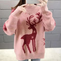Reindeer Silhouette Brushed Knit Sweater