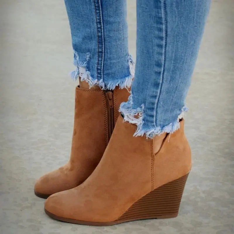 Wedge Ankle Boots-Valenira