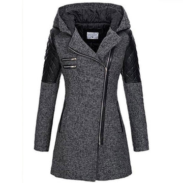 Asymmetric Zip Hooded Jacket
