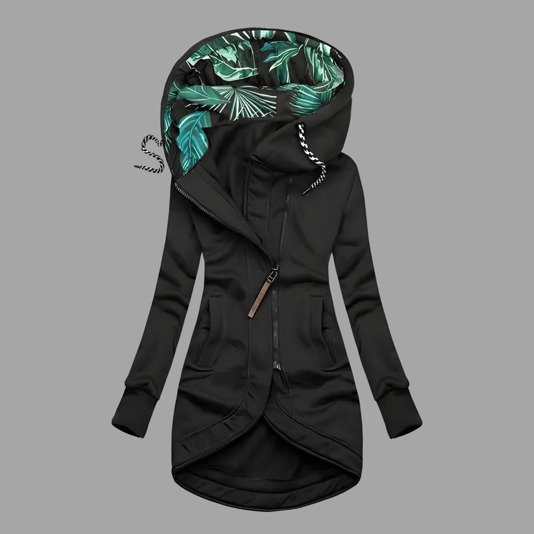 Asymmetric Zip Hooded Jacket | Valenira