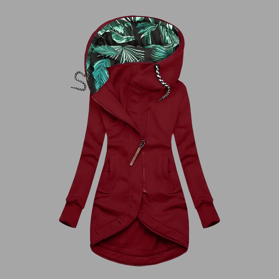 Asymmetric Zip Hooded Jacket | Valenira