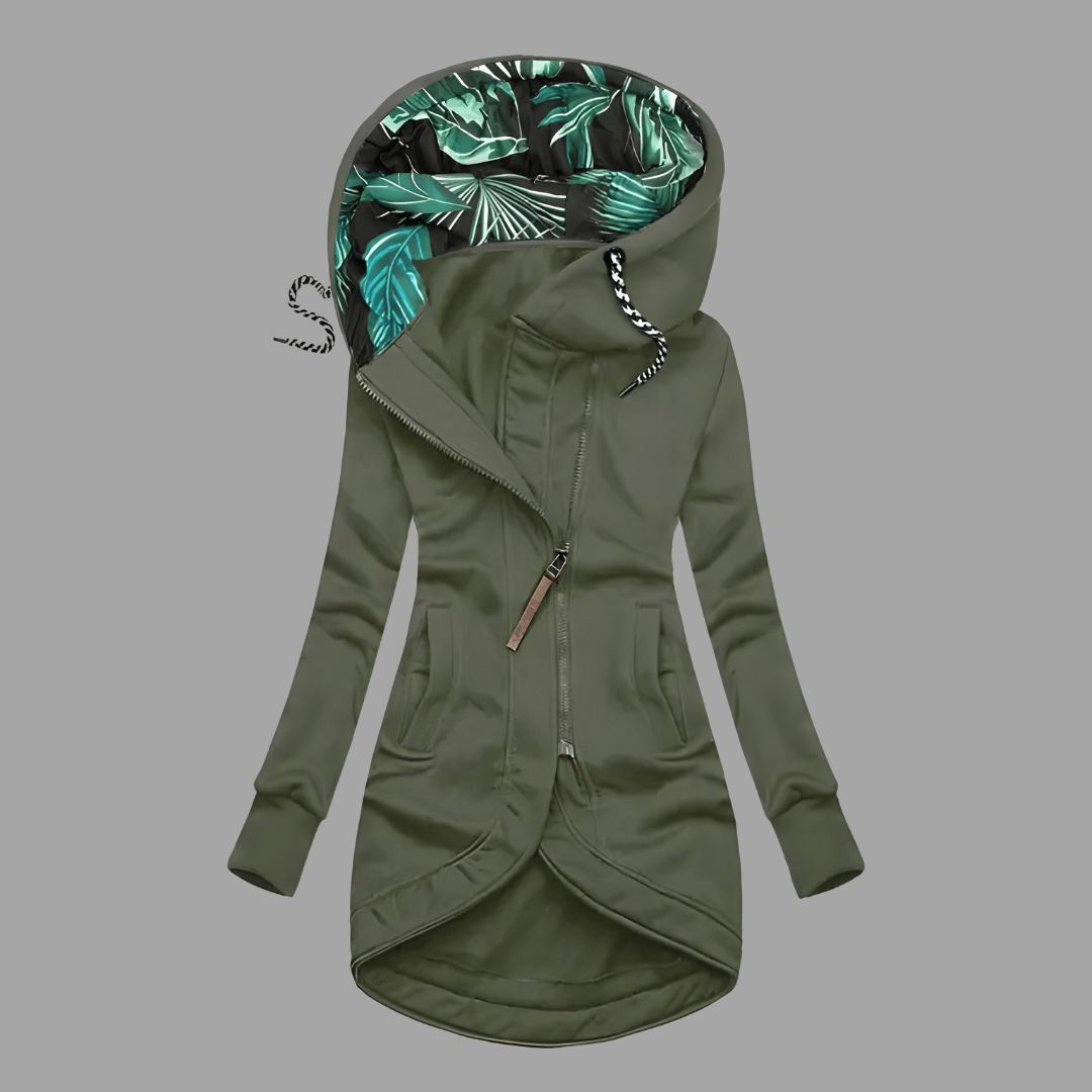 Asymmetric Zip Hooded Jacket | Valenira