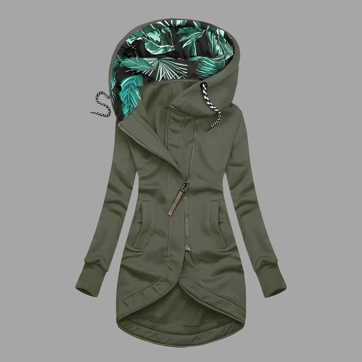 Asymmetric Zip Hooded Jacket | Valenira